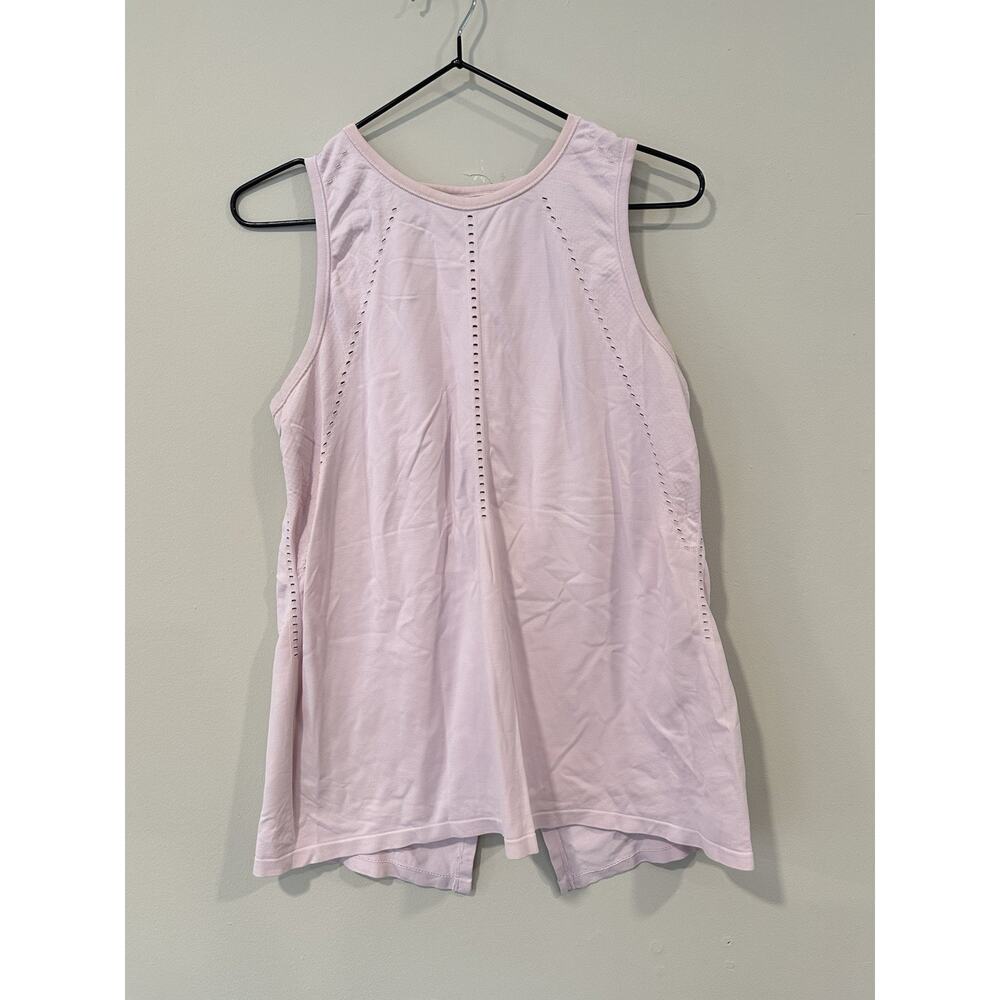 Athleta Foothill High Neck Split Back Tank Top Blush Pink Size Small 1405